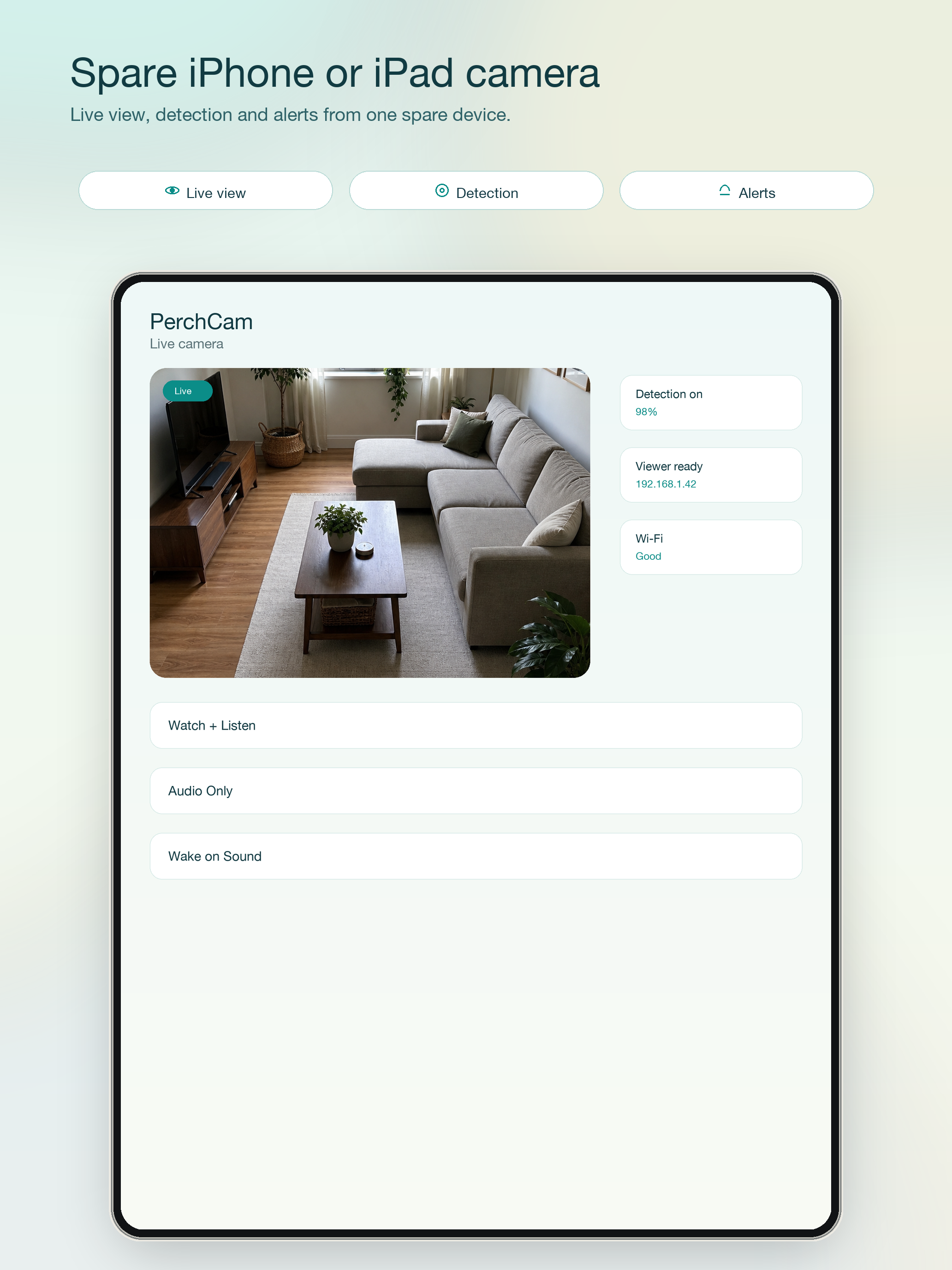PerchCam iPad App Store screenshot 1