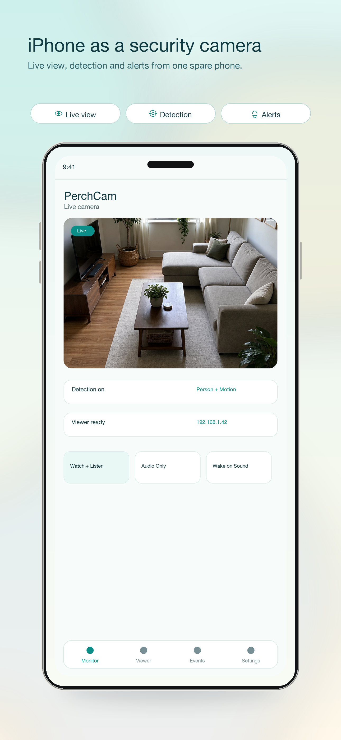 PerchCam iPhone App Store screenshot 1